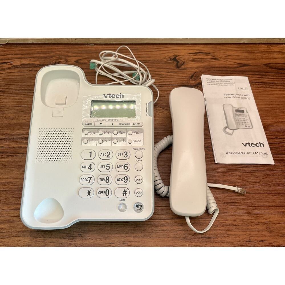 VTech CD1153 Corded Speakerphone w Caller ID & Call Waiting Handsfree White - Picture 2 of 10
